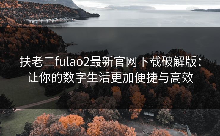 扶老二fulao2最新官网下载破解版：让你的数字生活更加便捷与高效