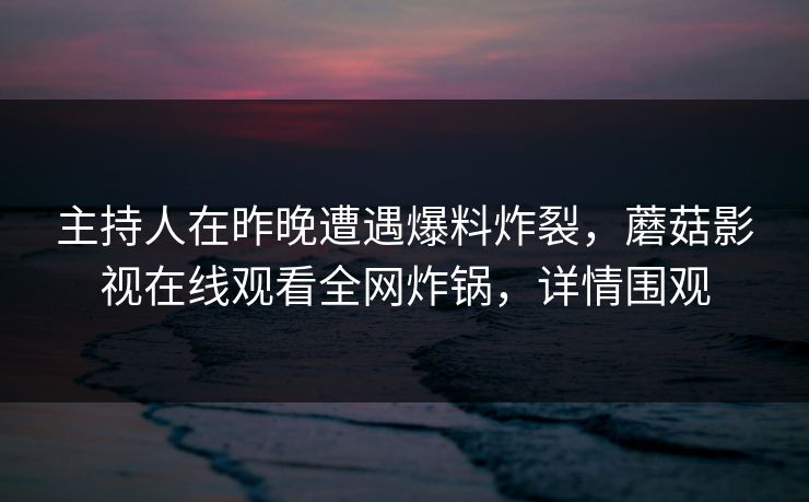 主持人在昨晚遭遇爆料炸裂，蘑菇影视在线观看全网炸锅，详情围观