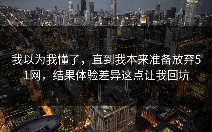 我以为我懂了，直到我本来准备放弃51网，结果体验差异这点让我回坑